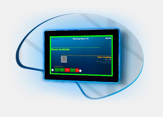 Demonstration of the booking display installed on a device in an office.