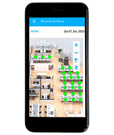 Screenshot showing the system checking the availability of desks in the office.